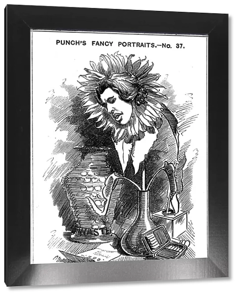 Oscar Wilde, Irish playwright, novelist, poet and wit, 1881. Artist: Edward Linley Sambourne