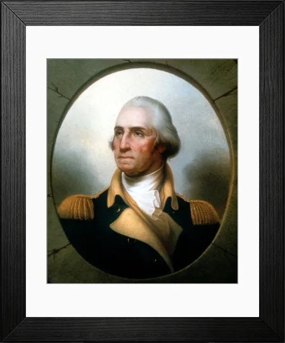 Framed Print : George Washington (1732-99), first President of United States (1789-97). Artist: Rembrandt Peale Framed Print : George Washington (1732-99), first President of United States (1789-97). Artist: Rembrandt Peale