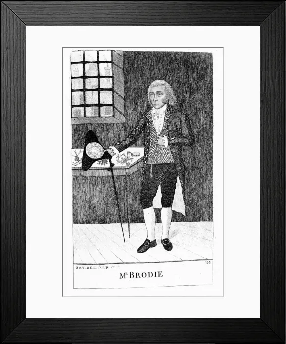 Framed Print : William Brodie, Scottish cabinetmaker and criminal, 1788. Artist: John Kay Framed Print : William Brodie, Scottish cabinetmaker and criminal, 1788. Artist: John Kay