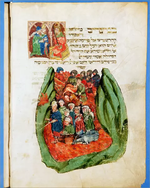 Moses leading the Children of Israel through the Red Sea, 15th century