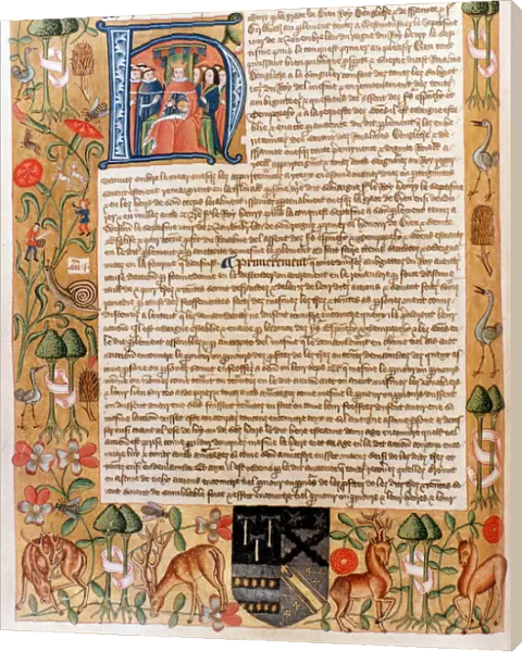 Henry VIIs first act of parliament with an initial portrait of the king, late 1480s