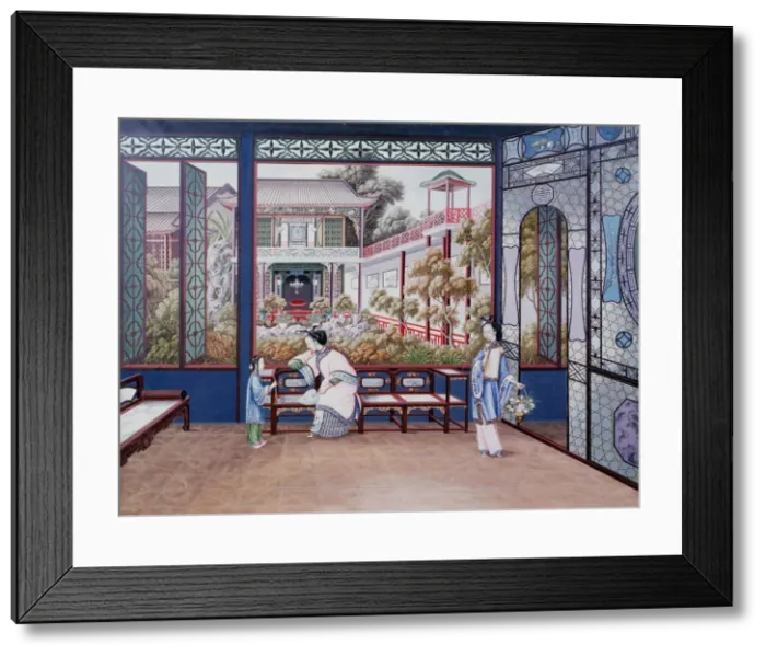 Framed Print : Chinese domestic scene, c1820 Framed Print : Chinese domestic scene, c1820