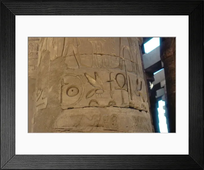 Framed Print : Hieroglyphics carved on a column at the Temple of Karnak, Egypt, c14th-13th century BC Framed Print : Hieroglyphics carved on a column at the Temple of Karnak, Egypt, c14th-13th century BC