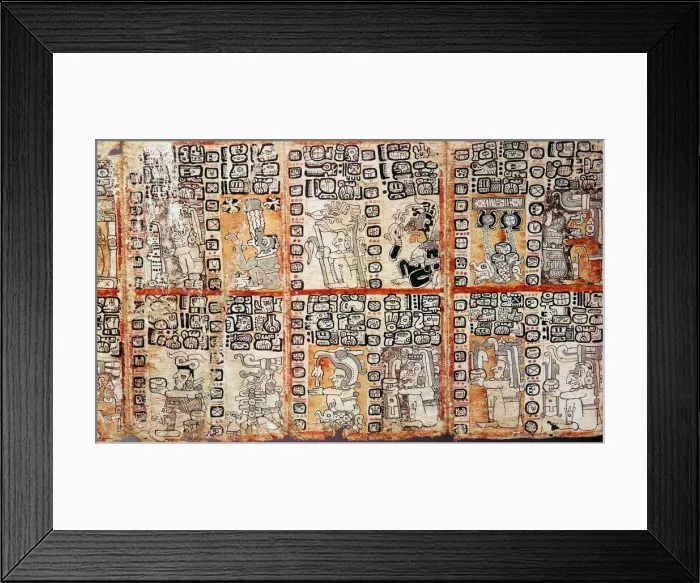Framed Print : Section from the Mayan Troano Codex, 15th century Framed Print : Section from the Mayan Troano Codex, 15th century