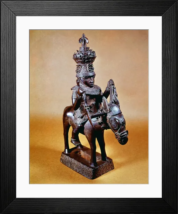 Framed Print : Benin bronze of horse and rider, West African Framed Print : Benin bronze of horse and rider, West African