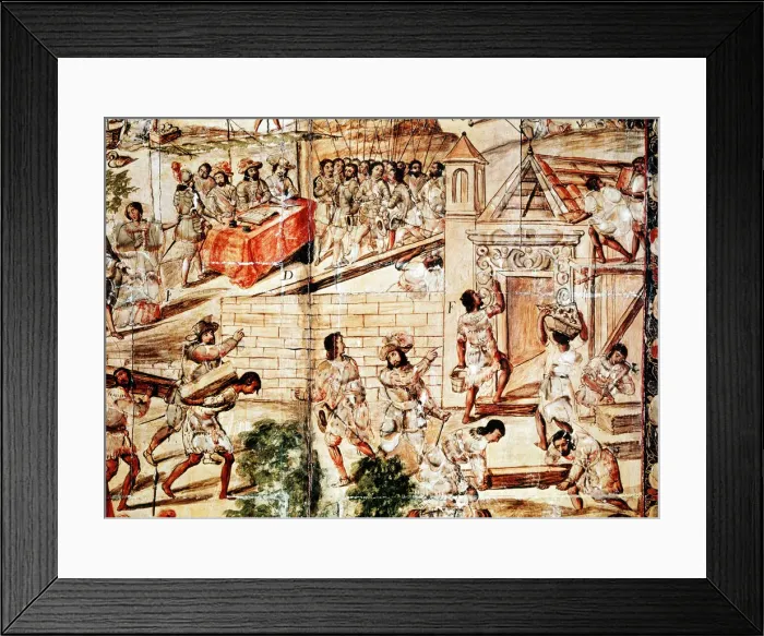 Framed Print : The building of Mexico City, 16th century Framed Print : The building of Mexico City, 16th century