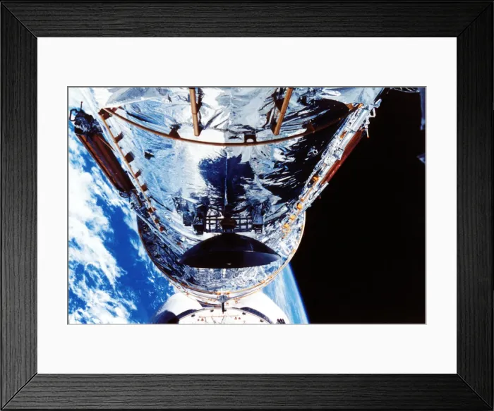 Framed Print : The Hubble Space Telescope orbiting the Earth, c1990s Framed Print : The Hubble Space Telescope orbiting the Earth, c1990s