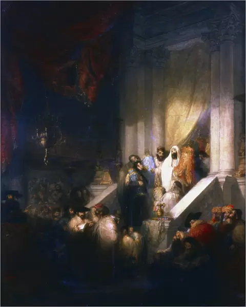 Reading from the Tablets of the Law in the Synagogue, 1831. Artist: Solomon Alexander Hart