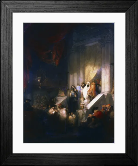 Framed Print : Reading from the Tablets of the Law in the Synagogue, 1831. Artist: Solomon Alexander Hart Framed Print : Reading from the Tablets of the Law in the Synagogue, 1831. Artist: Solomon Alexander Hart