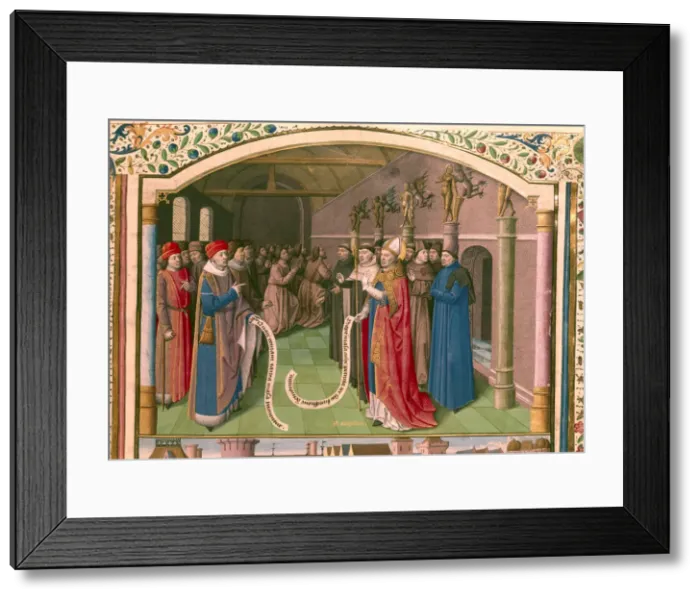 Framed Print : St Augustin, Bishop of Hippo in discussion Framed Print : St Augustin, Bishop of Hippo in discussion