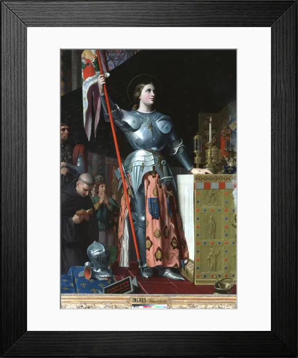 Framed Print : Joan of Arc at the Coronation of Charles VII in the Cathedral at Reims, 1429, (c1800-1867). Artist: Jean-Auguste-Dominique Ingres Framed Print : Joan of Arc at the Coronation of Charles VII in the Cathedral at Reims, 1429, (c1800-1867). Artist: Jean-Auguste-Dominique Ingres