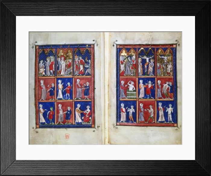Framed Print : Scenes from the life of Christ, and doctors with patients, c1300 Framed Print : Scenes from the life of Christ, and doctors with patients, c1300