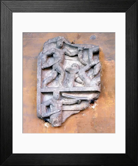 Framed Print : Fragment of a Roman relief showing gladiators fighting Framed Print : Fragment of a Roman relief showing gladiators fighting