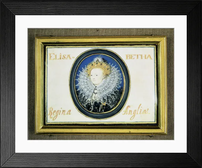 Framed Print : Miniature of Elizabeth I (1533-1603) Queen of England and Ireland (1558-1603) Artist: Nicholas Hilliard