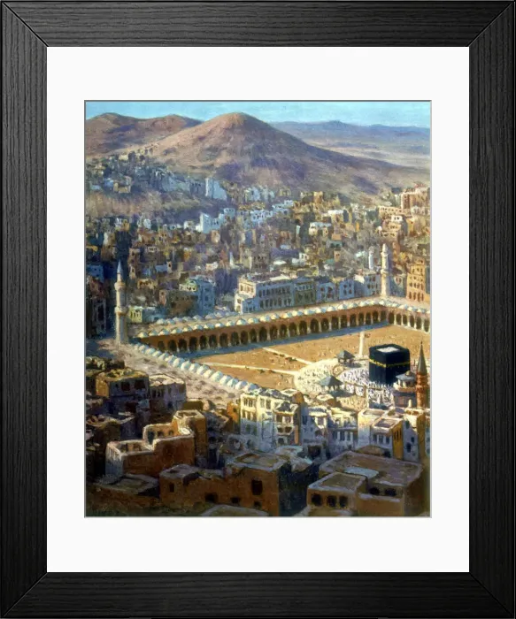 Framed Print : View of Mecca, from La Vie de Mohammed, Prophete d Allah, c1880-c1920. Artist: Etienne Dinet Framed Print : View of Mecca, from La Vie de Mohammed, Prophete d Allah, c1880-c1920. Artist: Etienne Dinet