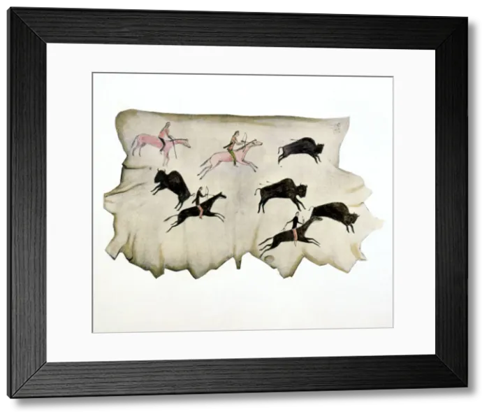 Framed Print : American Plains Indians on a Buffalo hunt, 1898 Artist: Washakie