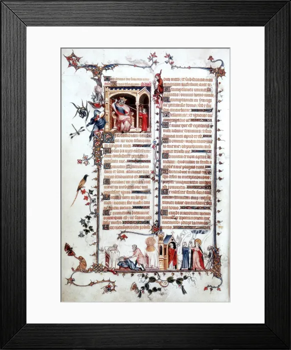 Framed Print : Page from the Belleville Breviary 1323-1326. Artist: Jean Pucelle Framed Print : Page from the Belleville Breviary 1323-1326. Artist: Jean Pucelle