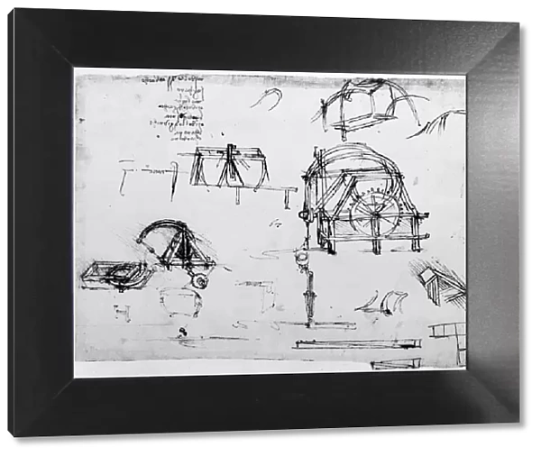 Sketch of a perpetual motion device designed by Leonardo da Vinci, c1472-1519. Artist: Leonardo da Vinci