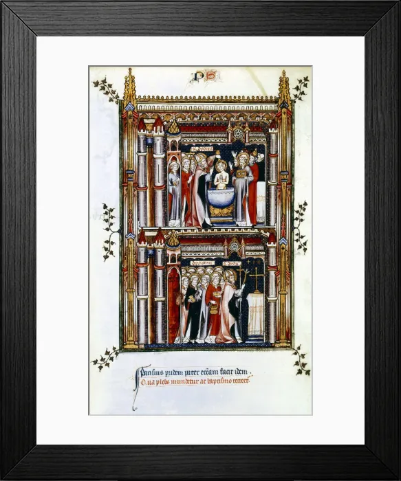 Framed Print : Scenes from the life of St Denis, patron saint of France, 3rd century (14th century) Framed Print : Scenes from the life of St Denis, patron saint of France, 3rd century (14th century)