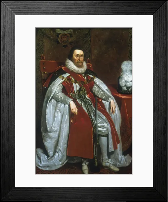 Framed Print : James I, King of England and Scotland, 1621. Artist: Daniel Mytens Framed Print : James I, King of England and Scotland, 1621. Artist: Daniel Mytens