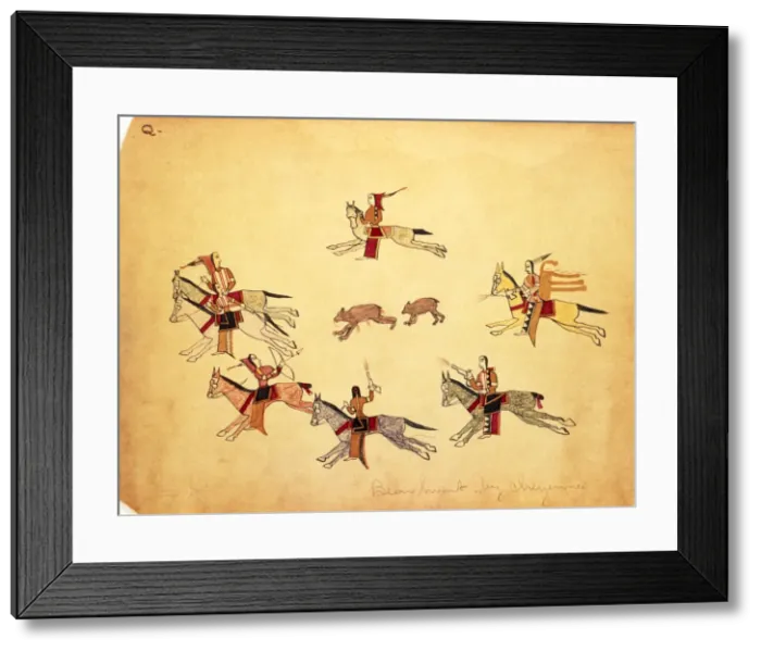 Framed Print : The Bear Hunt, 1875. Artist: Making Medicine Framed Print : The Bear Hunt, 1875. Artist: Making Medicine