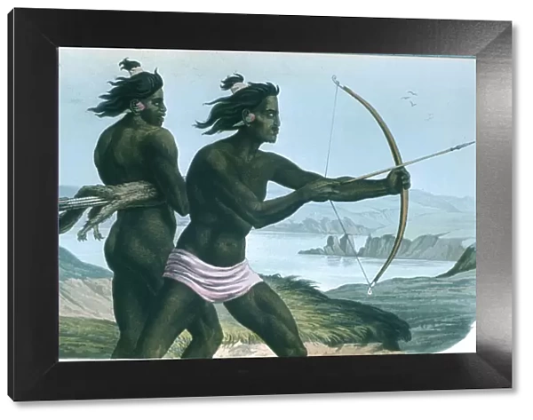 North American San Francisco Indians hunting with bows and arrows, c1840
