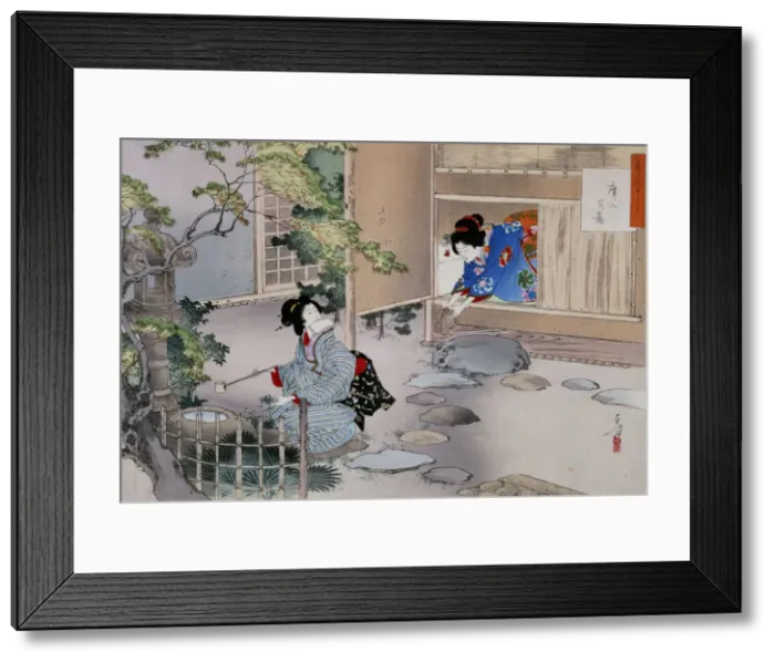 Framed Print : The Entrance to the Tea Rooms, c1886-1908. Artist: Mizuno Toshikata Framed Print : The Entrance to the Tea Rooms, c1886-1908. Artist: Mizuno Toshikata