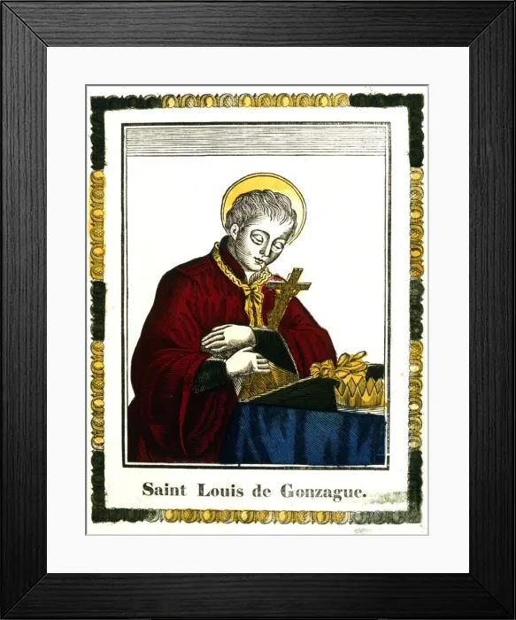 Framed Print : St Louis of Gonzaga, 16th century Italian saint and protector of young students, 19th century Framed Print : St Louis of Gonzaga, 16th century Italian saint and protector of young students, 19th century