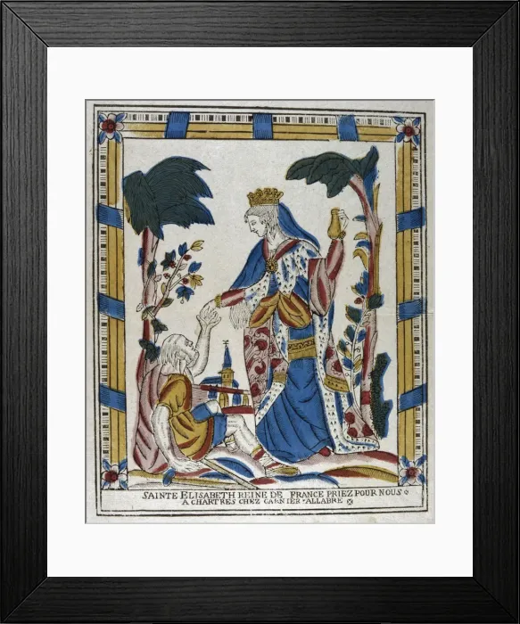 Framed Print : St Elizabeth of Hungary giving alms to a beggar, 18th century Framed Print : St Elizabeth of Hungary giving alms to a beggar, 18th century