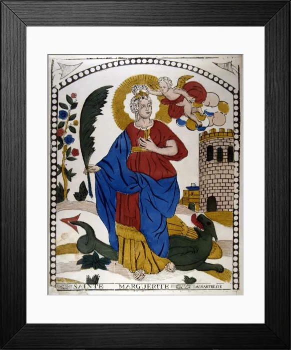 Framed Print : St Margaret or Marina of Antioch, early 4th century virgin Christian martyr, 19th century Framed Print : St Margaret or Marina of Antioch, early 4th century virgin Christian martyr, 19th century