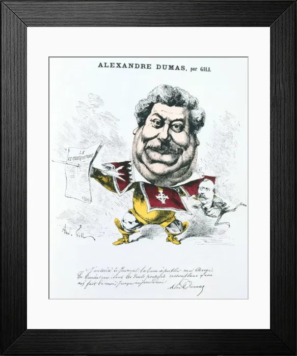 Framed Print : Alexandre Dumas the Elder, French novelist and playwright, c1860-1885 Artist: Andre Gill Framed Print : Alexandre Dumas the Elder, French novelist and playwright, c1860-1885 Artist: Andre Gill