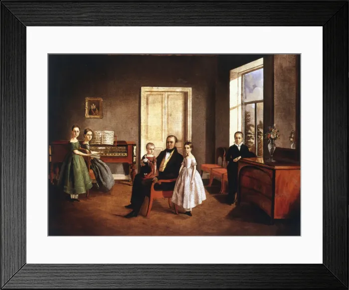 Framed Print : Portrait of a family in an interior, Russian, c1840 Framed Print : Portrait of a family in an interior, Russian, c1840