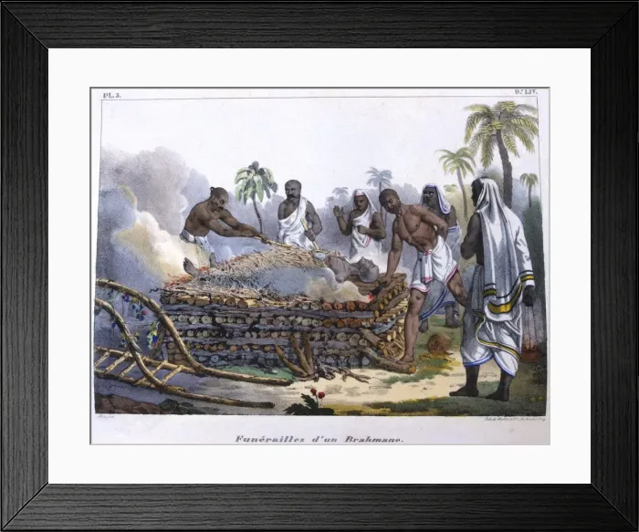Framed Print : Brahmin funeral, India, mid 19th century. Artist: E Beau Framed Print : Brahmin funeral, India, mid 19th century. Artist: E Beau