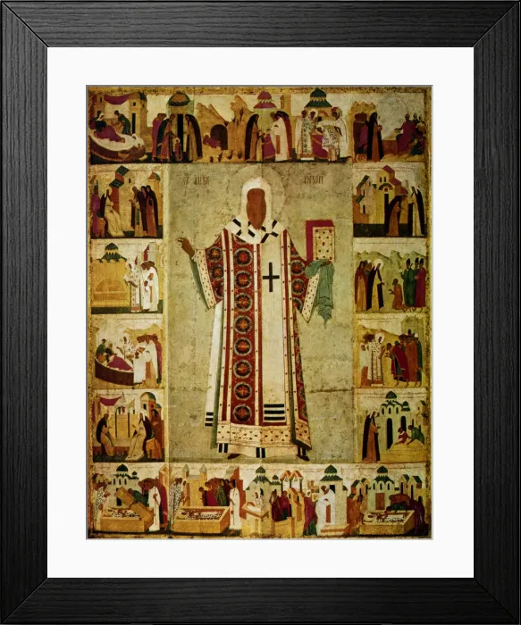 Framed Print : Metropolitan Alexius surrounded by scenes from his life, Russian, 1480. Artist: Dionisy Framed Print : Metropolitan Alexius surrounded by scenes from his life, Russian, 1480. Artist: Dionisy