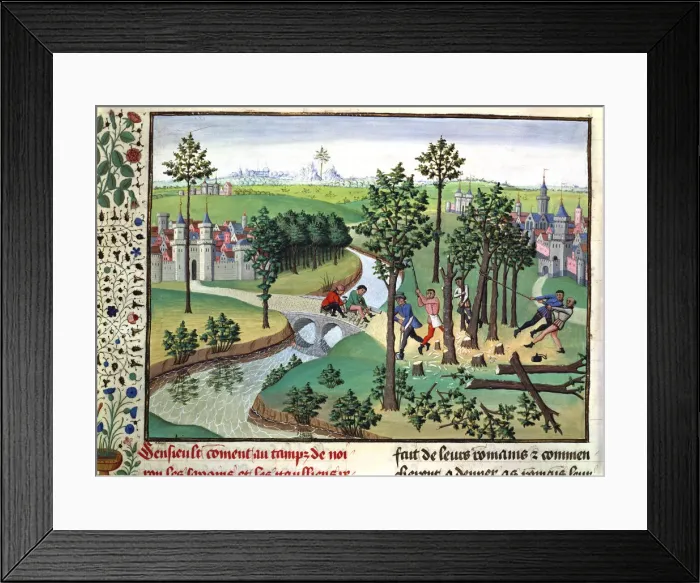 Framed Print : Building a road, 15th century Framed Print : Building a road, 15th century