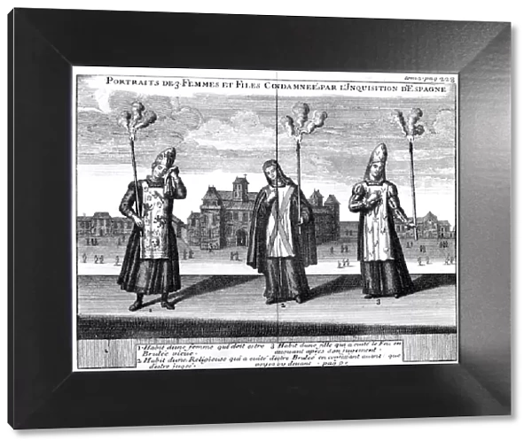 Portraits of 3 women and girls condemned by the Spanish Inquisition, 1759