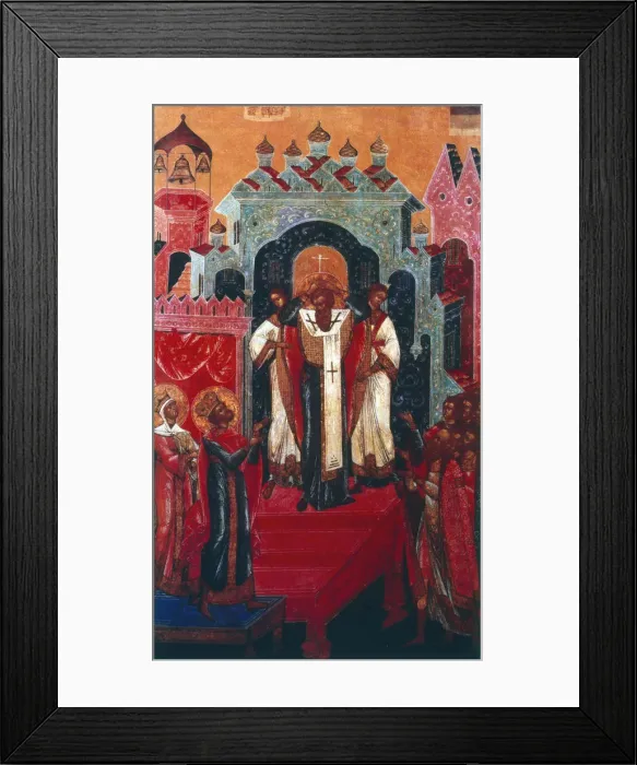 Framed Print : Elevation of the Cross during a Russian Orthodox service, 19th century