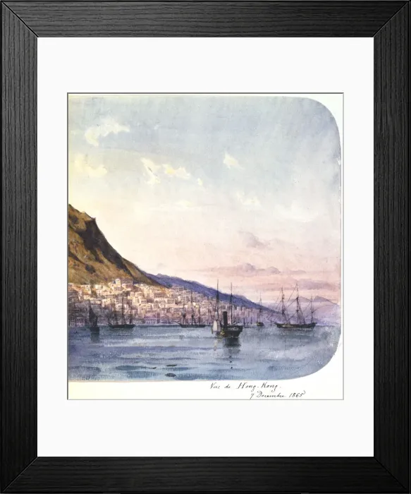 Framed Print : View of Hong Kong, 7 December 1865. Artist: Jean Henri Zuber