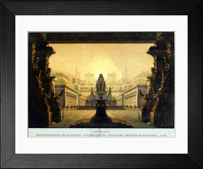 Framed Print : The courtyard of the temple of Isis and Osiris where Sarastro was High Priest, c1816. Artist: Karl Friedrich Schinkel