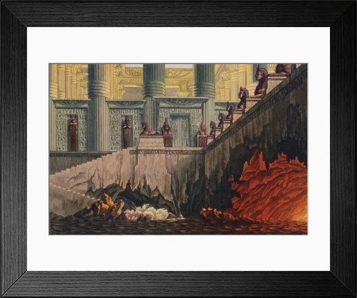 Framed Print : Design for a production of Mozarts opera Die Zauberflote ( The Magic Flute ), 1816. Artist: Karl Friedrich Schinkel Framed Print : Design for a production of Mozarts opera Die Zauberflote ( The Magic Flute ), 1816. Artist: Karl Friedrich Schinkel