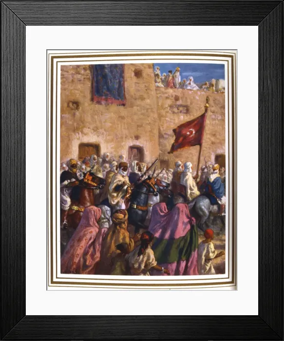 Framed Print : Le depart pour El Djihad ou la Guerre Sainte ( Departure for the Jihad or Holy War ), 1918. Artist: Etienne Dinet Framed Print : Le depart pour El Djihad ou la Guerre Sainte ( Departure for the Jihad or Holy War ), 1918. Artist: Etienne Dinet