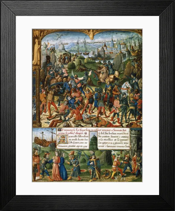 Framed Print : Scenes from the Seventh Crusade, 1248-1254 (15th century) Framed Print : Scenes from the Seventh Crusade, 1248-1254 (15th century)