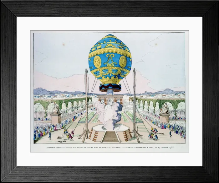 Framed Print : Ascent in captive hot air balloon made by Pilatre de Rozier, Paris, 11 October 1783 (1887) Framed Print : Ascent in captive hot air balloon made by Pilatre de Rozier, Paris, 11 October 1783 (1887)