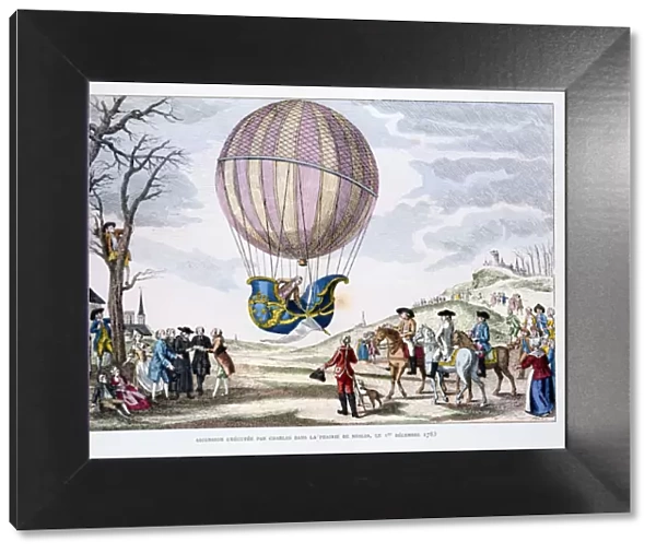 First manned flight in a hydrogen balloon, France, 1 December 1783 (1887)