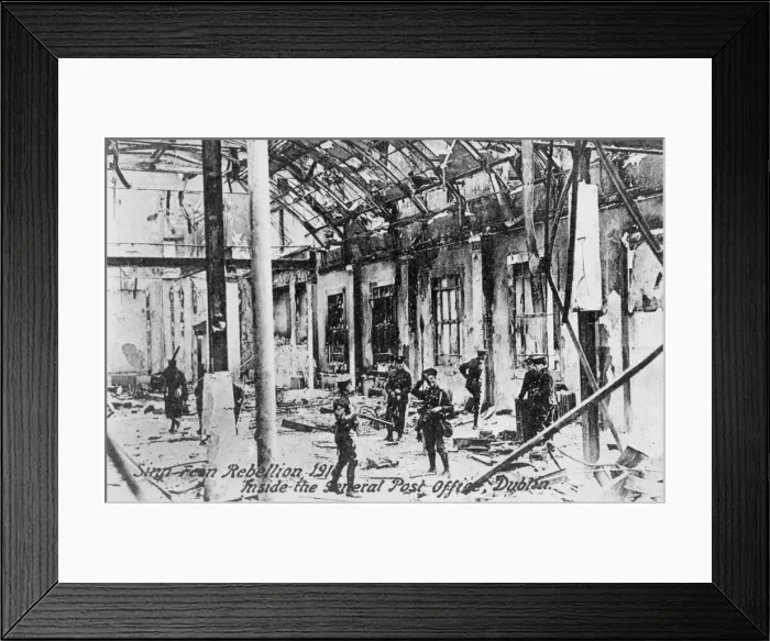 Framed Print : English troops inside the ruins of the Post Office, Anti-English Irish uprising, Dublin, May 1916 Framed Print : English troops inside the ruins of the Post Office, Anti-English Irish uprising, Dublin, May 1916