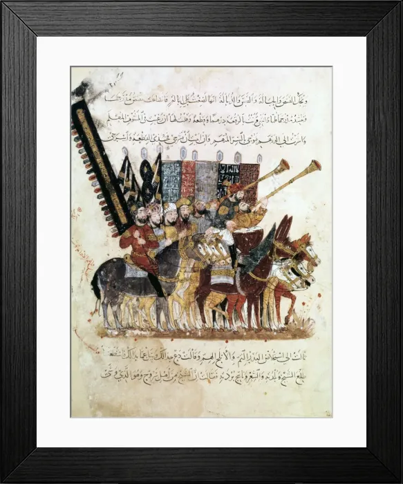 Framed Print : Troop of horsemen at a religious ceremony, c1240 Framed Print : Troop of horsemen at a religious ceremony, c1240