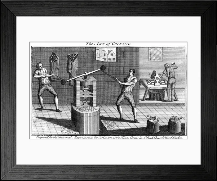 Framed Print : Minting coins, 1750 Framed Print : Minting coins, 1750