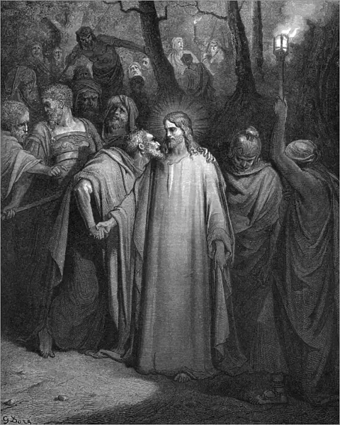 Judas betraying Christ with a kiss, 1866. Artist: Gustave Dore