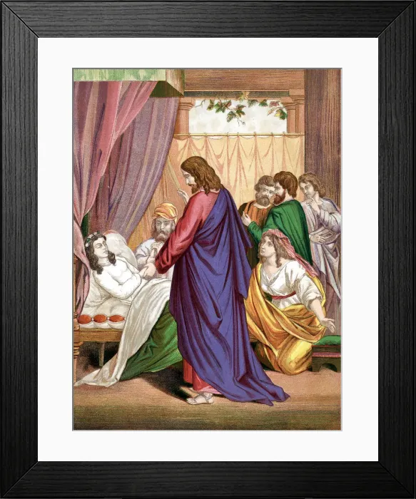 Framed Print : Christ raising the daughter of Jairus, governor of the Synagogue, from the dead, mid 19th century Framed Print : Christ raising the daughter of Jairus, governor of the Synagogue, from the dead, mid 19th century