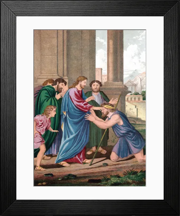 Framed Print : Christ giving sight to the man born blind, mid 19th century Framed Print : Christ giving sight to the man born blind, mid 19th century